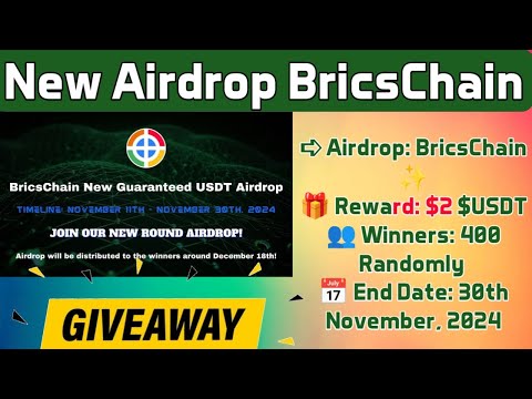 BricsChain Airdrop Tutorial | telegram bot airdrop | 2$ usdt per account | new airdrop today