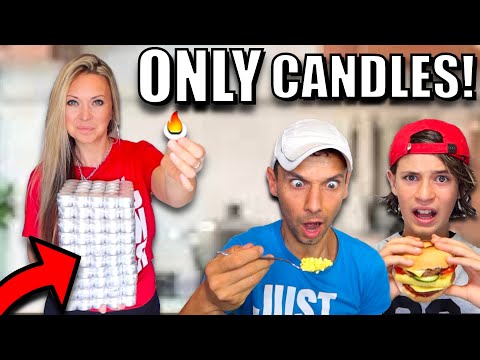 We cooked EVERYTHING using only CANDLES for 24HRS!! 🕯️ food challenge!