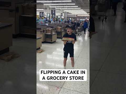 Flipping a cake in a grocery store. #trending #funny #viralvideo #shorts #ytshorts