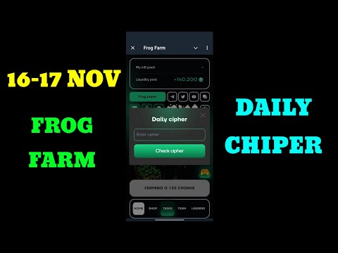 Frog Farm Daily Cipher 16 - 17 November | Today Frog Farm Daily Cioher Code | Frog Farm | #frogfarm