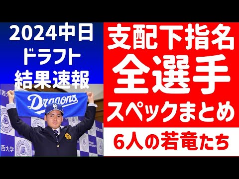 【神ドラフト】中日ドラフト指名結果速報【中日ドラゴンズ】2024ドラフト　金丸夢斗　吉田聖弥　森駿太　石伊雄太　高橋幸佑　有馬恵叶