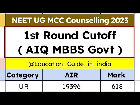 MBBS Govt AIQ 1st Round Cutoff MCC NEET UG Counselling 2023