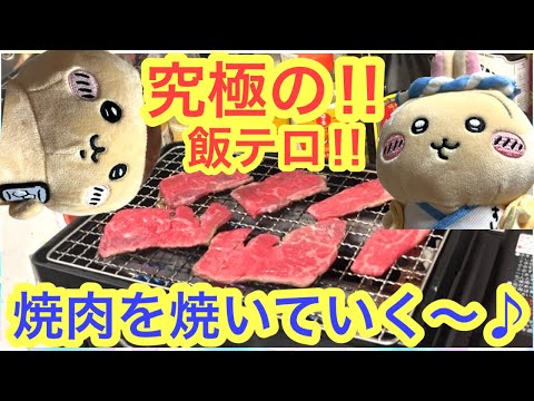 【ちいかわ】飯テロ！！ちいかわ達と焼肉を食べる動画！！＾＾