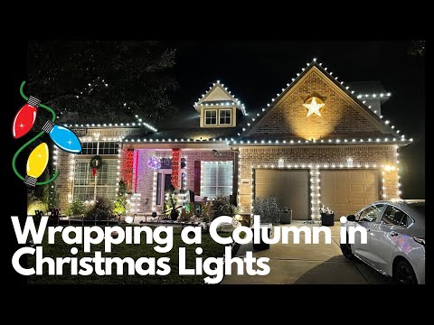 Wrapping a Column in Christmas Lights - Creating the Look of Individual Garland Lights