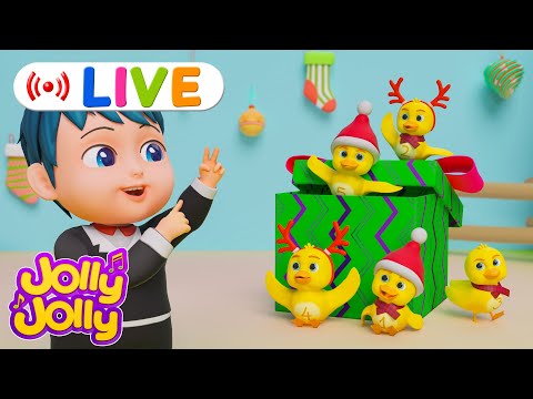 LIVE🔴Five little ducks + More (New Version) | Jolly Jolly & Animals - Best Kids Songs!