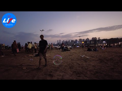 Girgaon Chowpatty Night Walk - Mumbai 4K