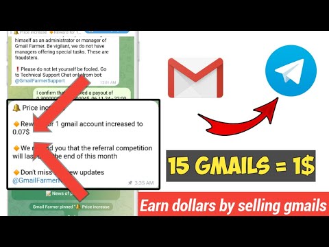 Earn Money By Selling Gmail Accounts On Telegram Bot | New Update Per Gmail 0.07$