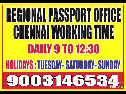 Regional Passport Office Chennai Working Days and Times