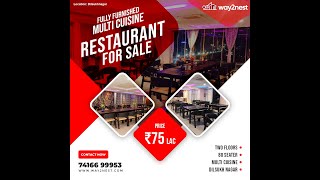 Multi-Cuisine Restaurant For Sale In Disuknagar | 75 Lacs | Two Floors for sale | Call 7416699953