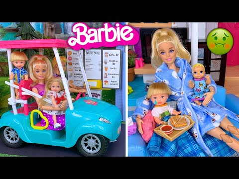 Barbie & Ken Doll Family Toddler Get Well Routine and Drive Thru Story