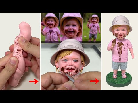 DIY Cute Girl Clay Bobblehead: Chocolate Ice Cream Fun