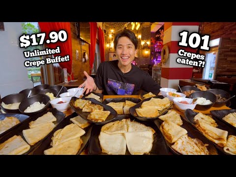 $17.90 ALL YOU CAN EAT Crepe Buffet Destroyed! | I ATE 101 CREPES?! |  Crepe Buffet in Singapore!