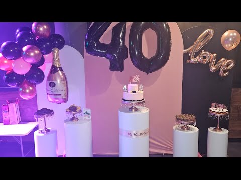 40th Birthday Theme w/White Cylinder Stands & Chiara Wall Packages