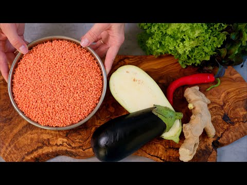 1 Eggplant and 1 Cup Lentils! Best Way To Cook Lentils! Vegan Recipe Easy and Quick