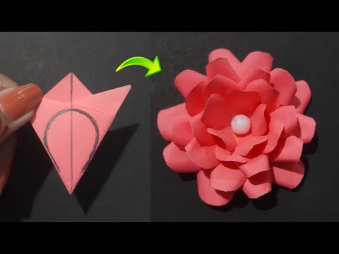 Beautiful Paper Flower Making Idea | How To Make Paper Flower | Easy Paper Rose Flower Making