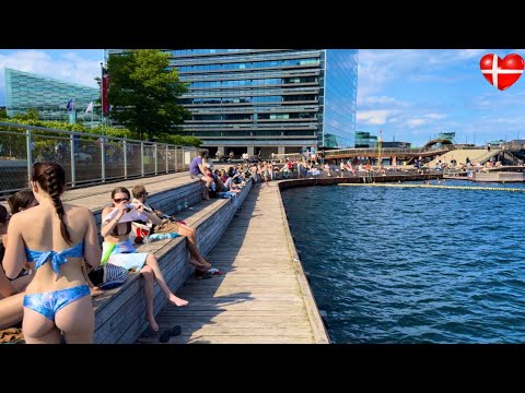 Copenhagen🇩🇰City Harbour Beach,Denmark | Bikini Beach Walk | Saturday, June 2024 | 4K HRD