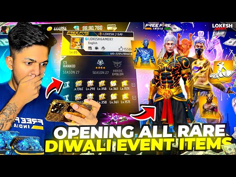 Opening Diwali Rare Events In My Account Worth 1M Diamonds 💎 Free Fire