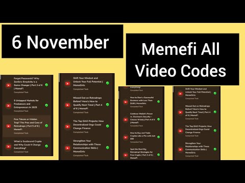 6 November Memefi All Videos Code | Memefi All Video Codes 6 November | Memefi New Video Code Today