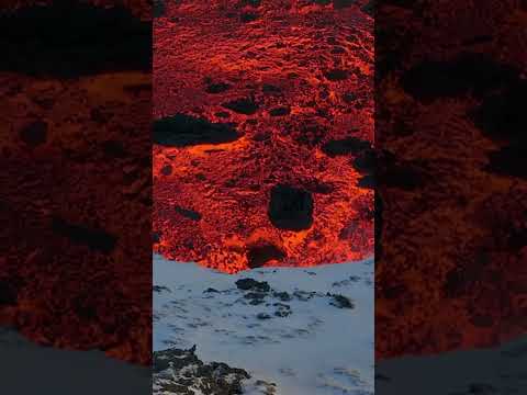 Lava drifting over snow in Iceland is surprisingly not AI #shorts