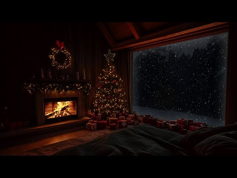 Winter Christmas Vibes | Soothing Fireplace & Snowstorm Sounds for Sleep and Study