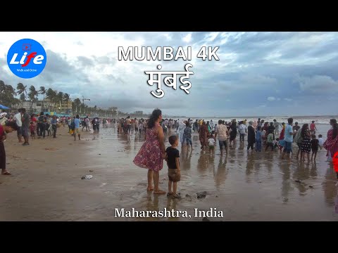 Mumbai Juhu Beach Walk, India's Most Crowded Beach 4K HDR