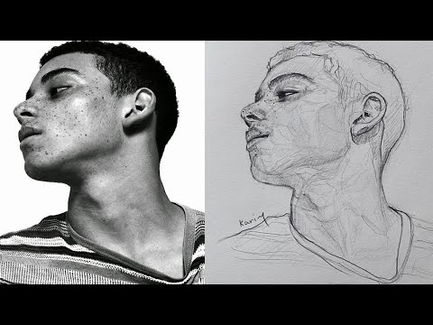 How to draw a boy's face from a difficult angle - in easy steps!