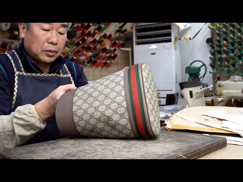 Reforming an Old Luxury GUCCI Bag into a New Bucket Bag. Bag Reform Artisan in Korea.