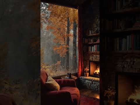 Cozy Autumn Reading Nook 🔥#fireplace #relaxing #vibe #autumn