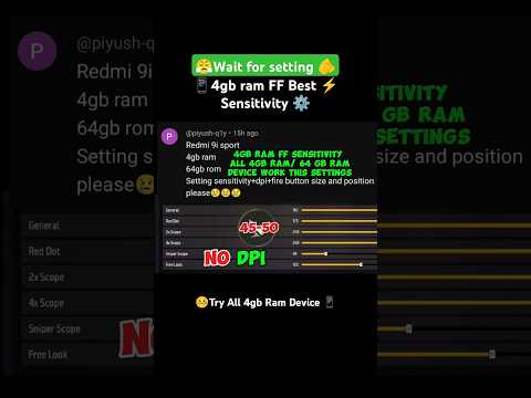 Best Sensitivity Setting For Headshot😤4GB Ram FF Sensitivity ⚙️ FF setting 2024#freefire #foryou