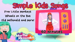 Wheels on the Bus|Five Little Monkeys +more Simple Kids Songs|Preschool Songs|Toddler Songs