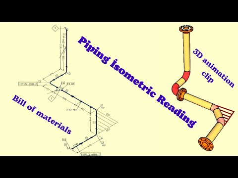 Reading Piping Isometric Drawing. 3D pipeline animation clip