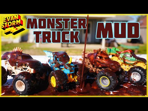 Toy Monster Jam Trucks in the Mud Car Wash