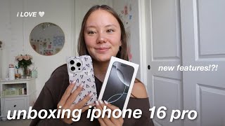 UNBOXING THE IPHONE 16 PRO!!! new features & accessories 🤍