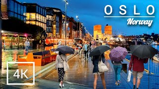 Walking in the Rain in NORWAY _ OSLO, City Binaural City Sounds & Rain Ambience l 4K HDR 60FPS