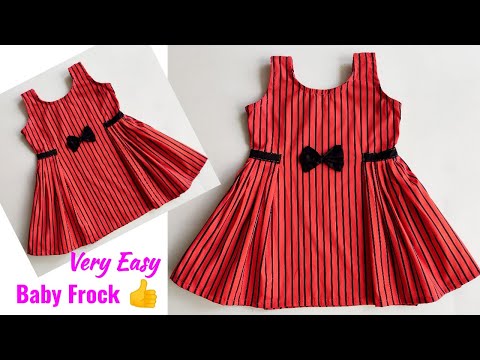 Very Easy Side Pleated Baby Frock cutting and stitching