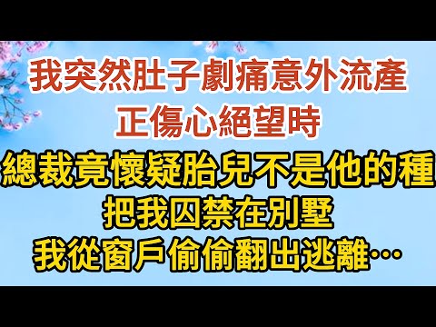 《隱藏的離婚秘密》第06集： 我突然肚子劇痛意外流產，正傷心絕望時，總裁竟懷疑胎兒不是他的種，把我囚禁在別墅，我從窗戶偷偷翻出逃離……#戀愛#婚姻#情感 #愛情#甜寵#故事#小說#霸總