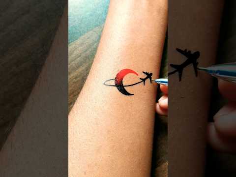 DIY | easy moon & flight tattoo idea.....#tattoo #viral #art #drawing #easytattoo #diytattoo