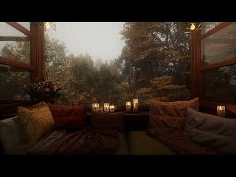 Cozy Room Ambience with Rainy Autumn View | Rain Sounds for Sleep | Calm Rain Sounds | 8 Hours