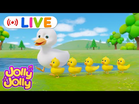 LIVE🔴Five little ducks, Three little kittens + More | Jolly Jolly & Animals - Best Kids Songs!