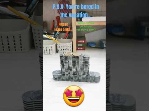 Super satisfying coin stacking: PART 2 #coinstacking #funandtalents220 #asmr #satysfying #wow