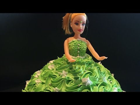 How to make Green and White Colour Barbie Doll Cake Decoration @CakesbyMK