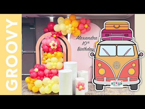 Groovy Birthday Party | PVC rainbow stand | Custom Cutout