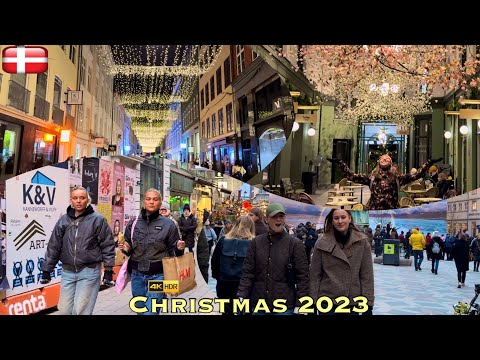 Copenhagen Downtown Christmas Decor & Lights | 4K Christmas Walk | Saturday 2 Dec 2023, Denmark #jul