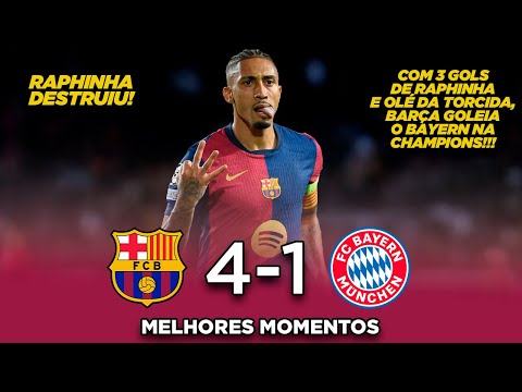 RAPHINHA brilha com TRÊS GOLS - Barcelona 4 x 1 Bayern de Munique - Melhores Momentos