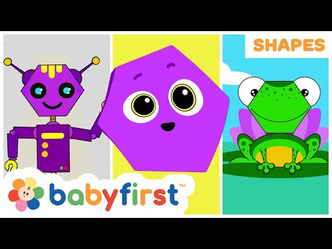 Shapes School | Educational Videos for kids | Learning Shapes | Frog | Robot  & More | BabyFirst TV