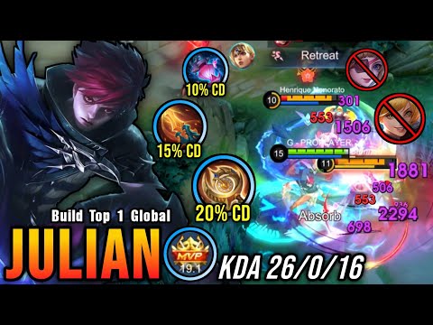 100% Unstoppable!! MVP 19.1 Points Julian Insane 26 Kills!! - Build Top 1 Global Julian ~ MLBB