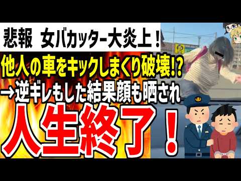 【当たり屋の女】他人の車を蹴りと体当たりで破壊しようとして大炎上！ツイフェミ達がダンマリの内容がヤバすぎるwww【ゆっくり解説】