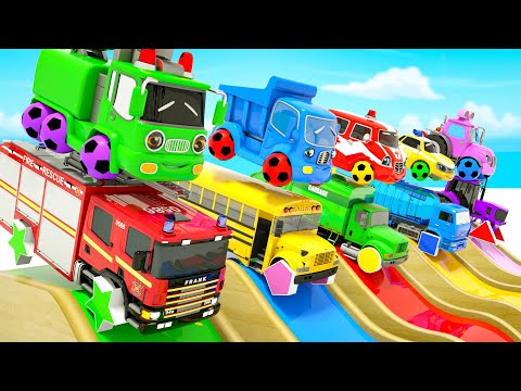 Ten In The Bed + Humpty Dumpty song- Fun of Cars with Soccer balls- Baby Nursery Rhymes & Kids Songs