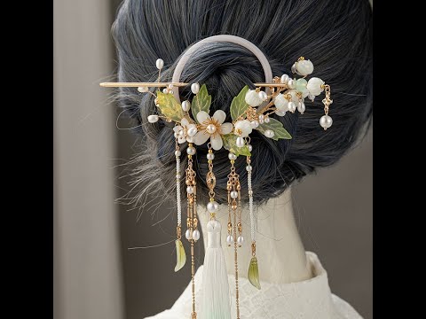 39$！White orchid hairpin/hanfu accessories worldwide shipping  [TikTok China]