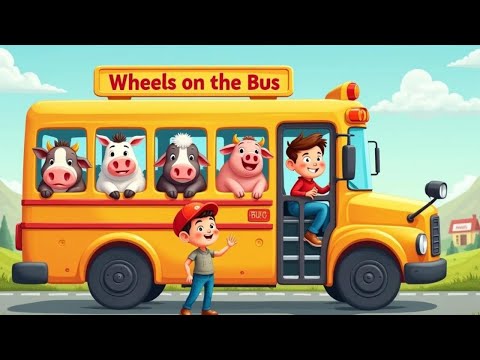 The Wheels on The Bus Song go round and round (Animal Version) | Lalafun Nursery Rhymes & Kids Songs